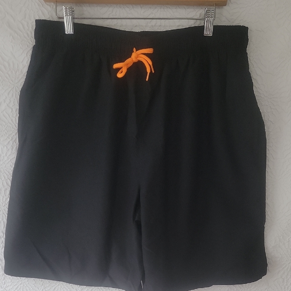 Black Men's Shorts with Orange Drawstring